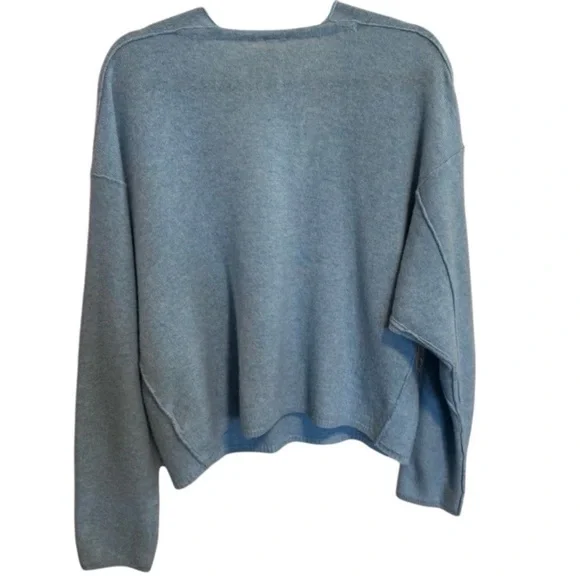 Free People Pale Blue Cashmere V-Neck Sweater Size Small - Picture 6 of 12